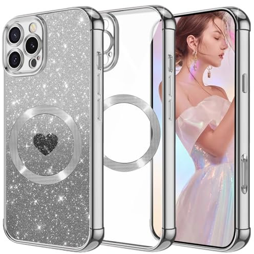 Fciaeytou für iPhone 15 Pro Hülle Glitzer Handyhülle für iPhone 15 Pro 5G Hüllen Transparent Bling Sparkle Slim Soft Silikon Dünn Weich TPU Schutzhülle für iPhone15 Pro Glitzerhülle (Silber)