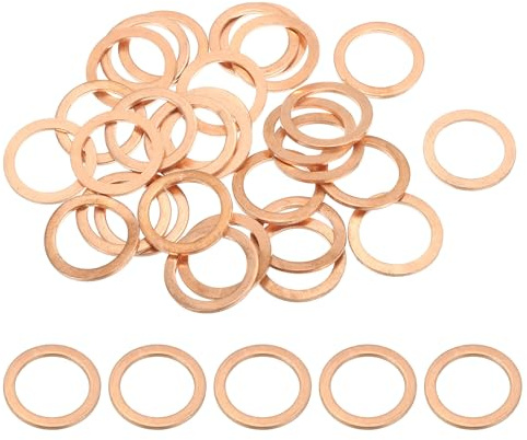 PATIKIL M18 Rondelle Piatte in Rame Anello di Tenuta, 30pz Guarnizione Tenuta Piatta Metrica Giunto Torico Guarnizioni per Viti Bullone Tappi Coppa Olio, 18mm ID 24mm OD 1,5mm Spessore