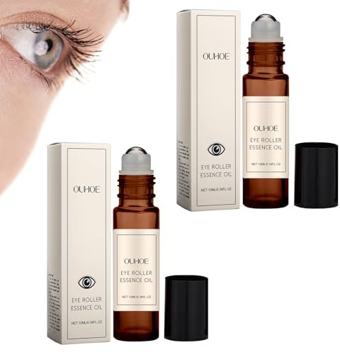 2 PCS Time Eraser Castor Oil Eye Roller Time Eraser Rollerball Augenroller Frankincense Roller Ball Straffendes Festigendes Feuchtigkeitsspendendes Augenserum für Männer und Frauen (10ml)