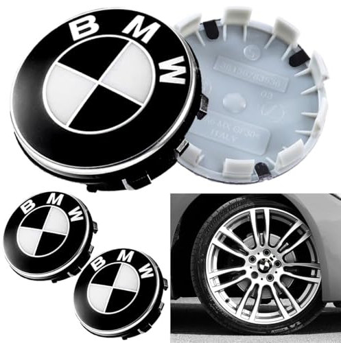 4 Stück Auto Radkappen, Radnabenkappen 68 mm, Nabendeckel, Überlegene Qualität Logo Wheel Centre Emblem Badge Roundel Hub Cap Elgenkappen Autozubehör Wasserdicht Staub (Schwarz)