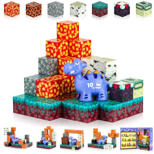 Magnetic Blocks for Kids Ages 3 4 5 6 7 8, Magnetic Tiles Building Mine World, 48PCS STEM Magnet Cube Game Set, Preschool Learning Montessori Sensory Construction Toys, Gifts for Children, Boys &Girls