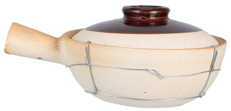 BESTOYARD 0.5l White Ceramic Clay Pot Wire Handle, Japanese and Chinese Earthenware Cookware for Hot Pot, Bibimbap, and Outdoor Cooking, Terracotta Casserole Suitable for Home and Travel