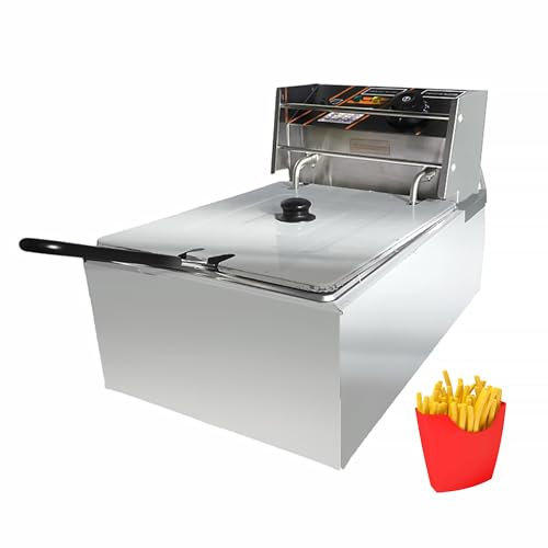 Friteuse Professionnelle Électrique 6L – 1 Cuve, Thermostat Réglable pour Cuisson Précise – Idéale pour Frites, Beignets, Nuggets – Facile à Utiliser et Nettoyer