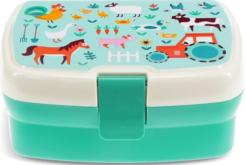 Lunchbox mit herausnehmbaren Fach Bauernhof Farmyard Snack Obst Behälter Dose Box