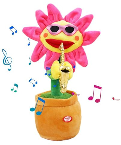 Genérico Girasol Parlante - Planta Parlante Interactiva, Girasol Que Canta Y Baila | Saxofón De Felpa Que Habla Y Repite, Girasol Animado con Voz para Decoración del Hogar, Niños Y Adultos