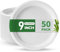 BLISSMART Biodegradable Disposable Plates – Heavy-Duty, Eco-Friendly, Compostable & Microwave-Safe Party Plates, Dinner Plates, Dessert Plates (50, 9)