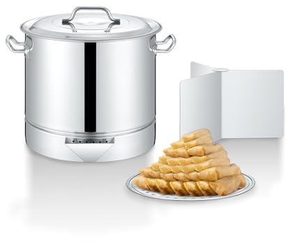 Concord Tamales Dampfgarer aus Edelstahl Mi Abuela Serie mit Außenwasser-Nachfüllausguss, Trennwand und abnehmbarem Dampfgarer-Gestell (30 Quart)