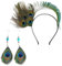 arrderly Damen Pfau Haarband, Schmuck-Haarband, Hochzeit, Halloween, Karneval, Maskerade, Grüne Feder Haarreif für Damen