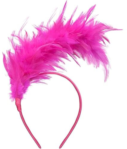 SSyang Bandeau à Plumes Colorées, Bandeau Fascinator à Plumes Serre-Tête à Plumes Serre-Têtes à Plumes des Années pour Costume Carnaval Fête Halloween Pâques (Rouge Rose)