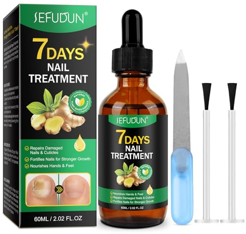 Toenail Treatment Extra Strength, 7 Days Ginger Nail Growth Treatment Repairs Damaged Nails & Cuticles, Supports Fortifies Nails Stronger Growth, Protects Thick, Broken, and Discolored Nails - 60ml