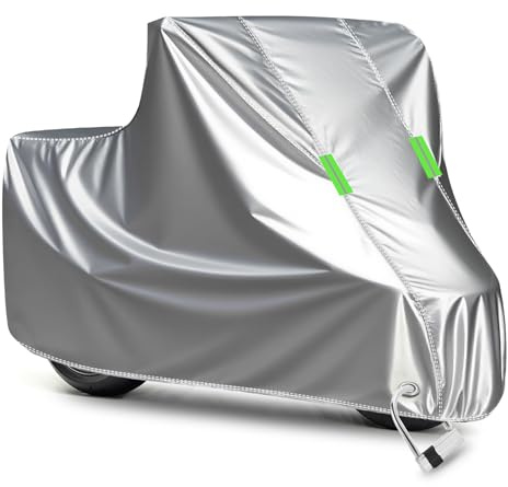 D-Lumina Wasserdichte Motorradabdeckung für Motorräder 210D Polyester Motorrad Anti-Diebstahl Universal für die meisten Motorräder, Roller, Vespa usw.(265x105x125cm) XXL