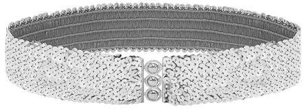 TrendandStylez Damen Pailletten Gürtel elastisch – Glitzer Stretchgürtel für Kleid & Kostüm, funkelnder Taillengürtel für Karneval, 80er Jahre Party & Silvester in 4 Farben