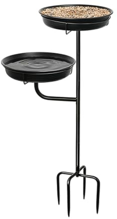Qukoielly Bain d'oiseaux d'extérieur | Bol sur pied en métal | avec piquet de base à 4 broches – pour jardin, jardin, cour, terrasse, pavillon, pelouse, décoration d'intérieur, paysage, papa, maman