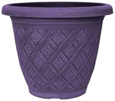 Fyne-Finds Round 40cm, 16inch Garden Plastic Plant Pot Weatherproof Woven Flower Outdoor Drainage Hole Home Decor Planter (Purple)