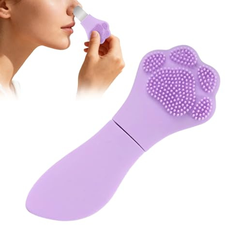 Skin Spatula – Silicone Double Ended Cleansing Scrubber | Cat Paw Face and Nose Scraper Tool for Women, Daily Skincare, Travel, Makeup Removal, Forehead, Chin, Business, Evening Routine