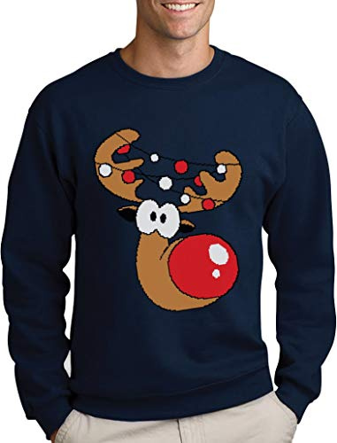 Green Turtle T-Shirts Lustiges Geschenk Rudolph Lichterkette Sweatshirt Large Marineblau