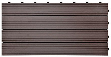 SIENOC Terrassen-Fliese aus WPC Kunststoff, Einzelfliese, Garten-Fliese,Balkon Bodenbelag mit Drainage Unterkonstruktion (30x60 cm, Dunkelbraun)