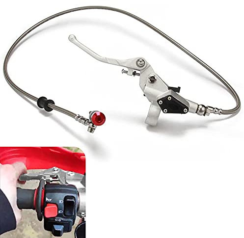 JFG RACING Motorrad Hydraulischer Kupplungsbremshebel,1200 mm Hauptzylinder Hydraulische Kupplung Set für 125cc-250cc Vertikalmotor Motocross Dirt Bike Pit Bike LTZ400 SM125 S51 CRE50-Silber