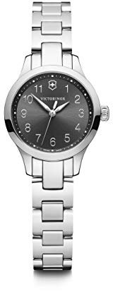 Victorinox Damen Armbanduhr Alliance XS Ø 28mm, Swiss Made, Analog Quarz, Wasserdicht bis 100m, 3-Fach Saphirglas, Edelstahl Armband, Schwarz/Silber, 241839
