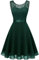 Berylove Femme Robe de Cocktail Courte Top Dentelle Jupe Mousseline Swing pour Bal Mariage BLP7005DarkGreen M