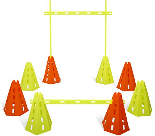 Yes4All TML0 Unisex-Erwachsene Speed Agility Hürden, A Set 8 Kegel + 4 Stangen, Orange Cones + 4 Green Bars, Gemischte Farbe, Standard