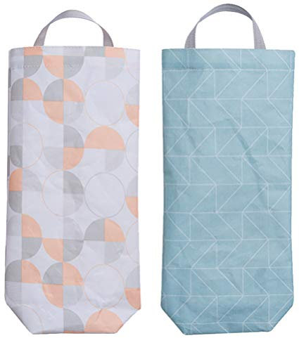 Cabilock 2pcs Oxford Cloth Trash Bags Hanging Storage Pouches for Kitchen Tube Design for Compact Storage Random Style