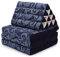 Leewadee - Bequeme Japanische Bodenmatratze - Thai Bodenliege mit Dreieckskissen - Futon Klappmatte - Thai Massagematte, 170 x 53 cm, Blau Weiß