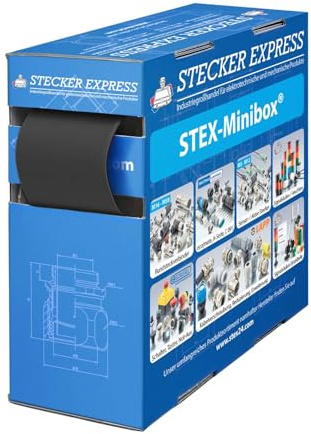 STEX24 Schrumpfschlauch 2:1, Minibox mit 2,2m, schwarz 32,0/16,0mm, 1 1/4 Zoll, WSB2 Schrumpftemperatur mind. 70°C, vollständig bei mind. 100°C - 1 Stück