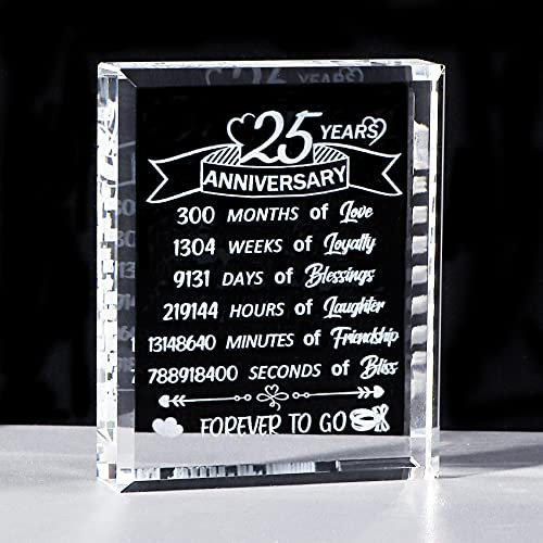 Regalos únicos de 25 años para mujeres, 25 años, aniversario de boda, regalos románticos para esposa, marido, recuerdo de cristal para pareja
