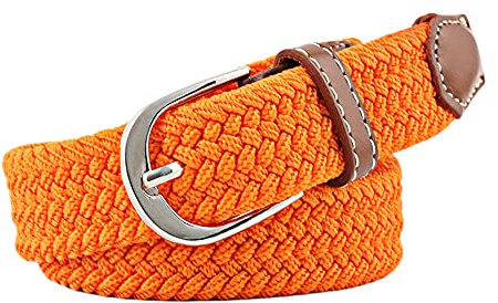 Jungerhouse Unisex Stoffgürtel Stretchgürtel Geflochten Elastischer Stoffgürtel, Flexibler Dehnbarer Geflochtener Stretchgürtel Dehnbarer Gürtel für Damen und Herren (Länge 100cm Breite 2,5cm,Orange)