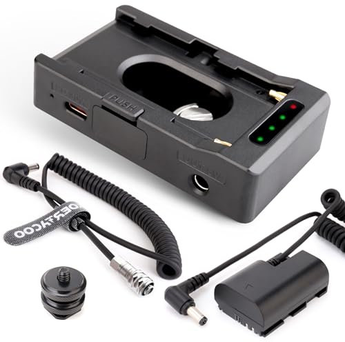 KOERTACOO NP-F Battery Adapter Plate + BMPCC 4K and 6K DC Cable and LP-E6 Dummy Battery to Power Blackmagic Pocket Cinema Camera 4K/6K,Compatible with Sony NP-F970 F960 F770 F750 F570 F550 Battery.