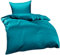 Bettwaesche-mit-Stil Mako Interlock Jersey Bettwäsche Garnitur Uni/enfarbig 100% Baumwolle 155x220 + 80x80, Petrol Blau