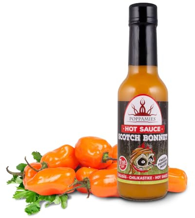 Poppamies Scotch Bonnet Hot Fresh Chili Sauce - Gluten Free Lactose Free Vegan - Spiciness: 7/10-150ml