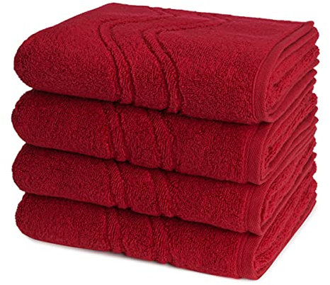 Ross - 4 teiliges Frottier-Set - Cashmere Feeling (4 X Handtuch im Set) - 520 g/m2 - Baumwolle - Walkfrottee - saugstark - weich und flauschig - Vino