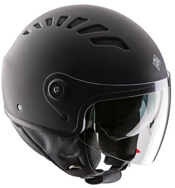 Tucano Urbano EL'TOP Unisex Demi-Jethelm, Motorradhelm aus Polycarbonat, Rollerhelm All Seasons mit Doppelvisier und Abdeckung - Dynamic Flow Belüftung, ECE 22.05 zugelassen, matt grau, Größe S