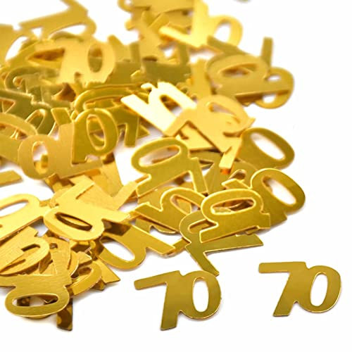 70. Geburtstag Jubiläum Konfetti goldene,Zahlenkonfetti Tischdeko Streudeko,Streudeko für Geburtstagsfeier, Motto-Party,Geburtstags Zahlen-Konfetti,Glitter Geburtstags-Deko, Gold