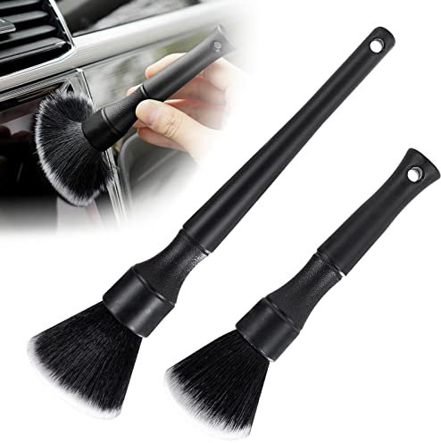 QH-Shop Cepillos Limpieza Coche, Cepillos para Detalles de Coche Set, 2PCS Pinceles de Limpieza para Automóviles Interior para Ventilación de Aire, Salpicadero, Llantas de Auto