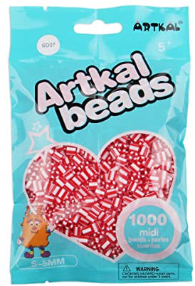 Artkal® Midi 5 mm Bügelperlen Beads / 1000 Stück / SD07 Gestreift Red-White
