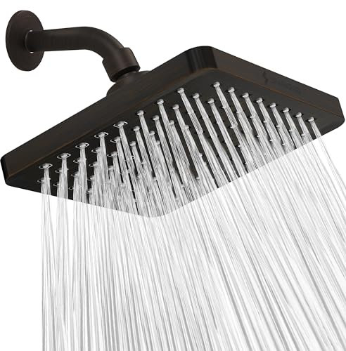 SparkPod Fixed Shower Head - High Pressure Rain - Luxury Modern Look - Easy No-Tool Installation -Perfect Adjustable Replacement for Your Bathroom Shower Heads (20 cm Square,Vintage Oil-Rubbed Bronze)
