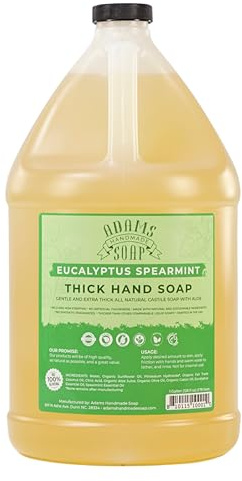 Adams Handmade Soap Castile Organic Thick Liquid Soap 0.8L Eucalyptus and Mint Green