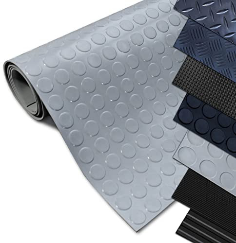 Gummimatten Meterware - Antirutschmatte Bodenmatte - Rutschhemmende Oberflächenstruktur - Gummiläufer in verschiedenen Strukturen - Flachnoppen DOT - 3 mm Stärke - 120x150 cm - Grau