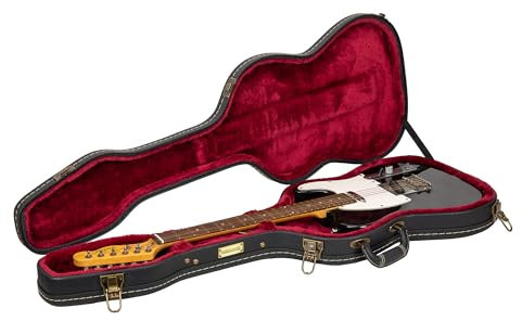 Crossrock Rectangular Fibreglass Double Case for Mandolin & 4/4 Violin | Gloss Black Shell, TSA Lock, Backpack Straps, Accessory Compartments – Universal Fit -Black (CRF2020MVBK)