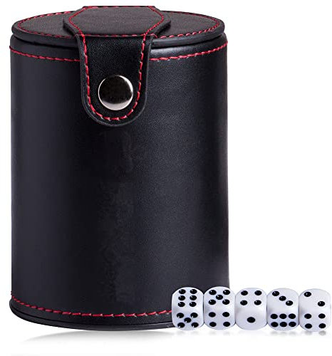 Kaxenig Vasos Cuero para Dados,Juego Profesional Dados y Vasos silenciosos Ahorro Espacio | Coctelera Dados con Compartimento Almacenamiento para la mayoría los Juegos