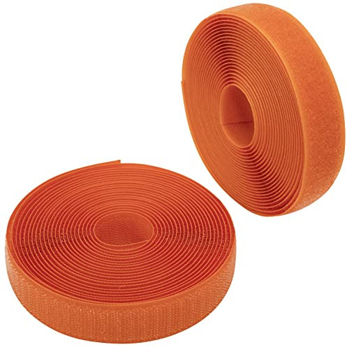 AERZETIX - C65936 - Klettband/-rolle 25 mm 5 meter - organizer/kabelbinder - band für kleidersäcke - aus polyamid und polyester - farbe: orange
