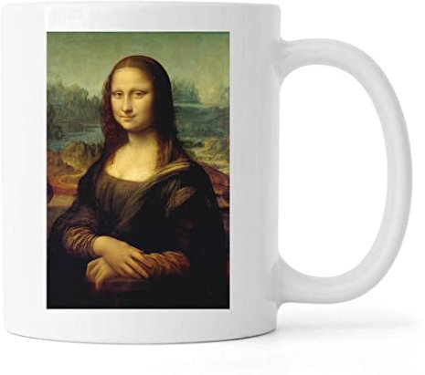 Mona Lisa - Taza de cerámica para té, color blanco