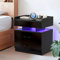 Lvhecforhm Table de Chevet Avec Station Charge, 16 Couleurs LED Réglable Chevet, Nuit Prise et Port USB, Intelligente 2 Tiroirs Noir,