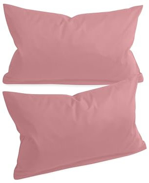 npluseins Federa tinta unita in confezione doppia e design sobrio 1154.1498, circa 30 x 50 cm, rosa antico