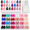 LADYING 24 Color (576 PCS) Glossy Almond Soft Gel Press on Nails Kit,Full Cover Oval False Nails Short with Nail File,Gel Stick on Nails for Women and Teens,Nail Art French for Medium Fake Nail