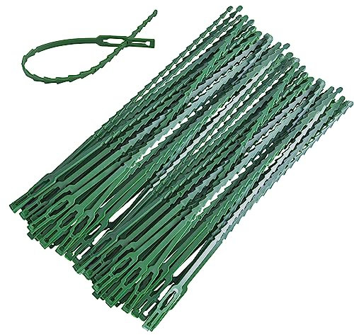 Treki 150pcs 230mm Attaches de Plantes Réglables de Jardinage Attaches Réglables Serre Câbles Lien de Serrage en Plastique Réutilisable pour Vertes Arbustes Jardinage Bricolage Maison Bureau