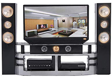 Dollhouse Home Theater, Miniature Toy Television Cabinet Furniture Set Set Model for Doll House Accessories